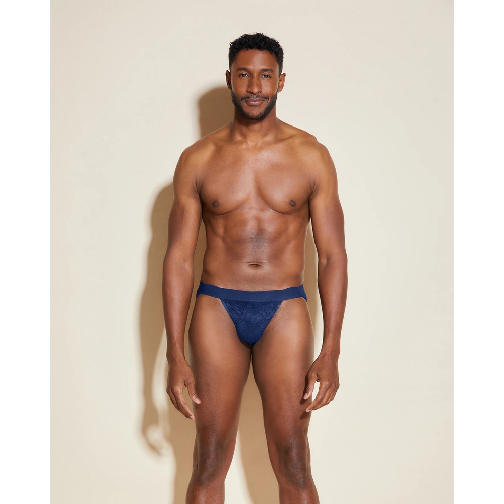 NWT Cosabella [ MENS Large ] Never Say‎ Never Sports Brief Lace Navy Blue U1943